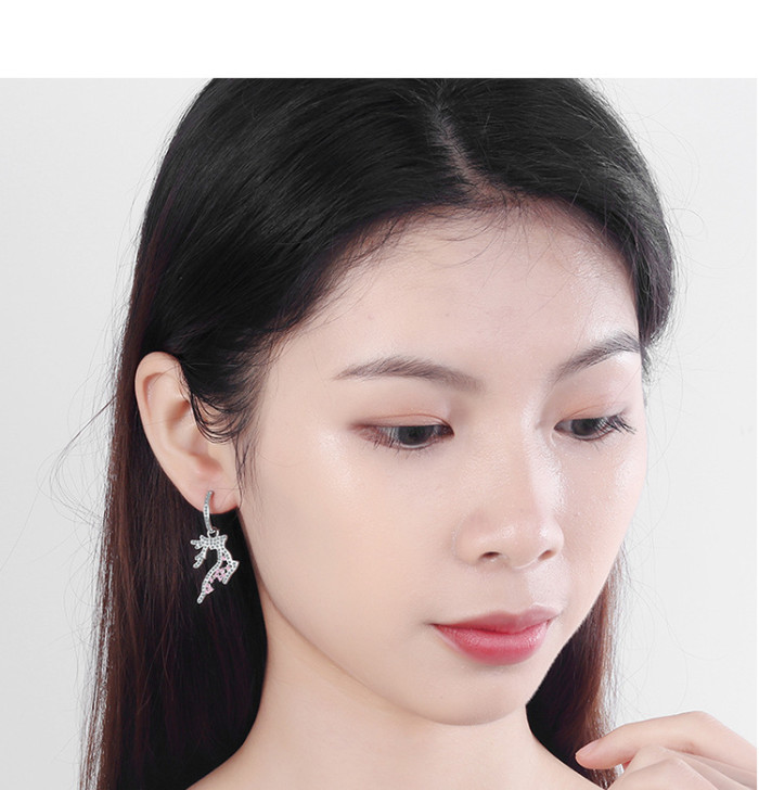 Deer Asymmetric Ear Pendant Korean-Style Cute Zirconium Diamond Little Dear Ear Stud Sweet Student Mori EH514