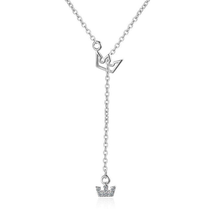 Necklace Women's Clavicle Chain Simple Crown Diamond Set Pendant Non-Mainstream Design Fashion Necklace XZR502