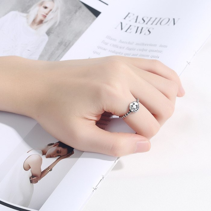 Smiling Face Index Finger Open Ring Female Ins Fashion Simple Fashion Retro Normcore Style JZ298