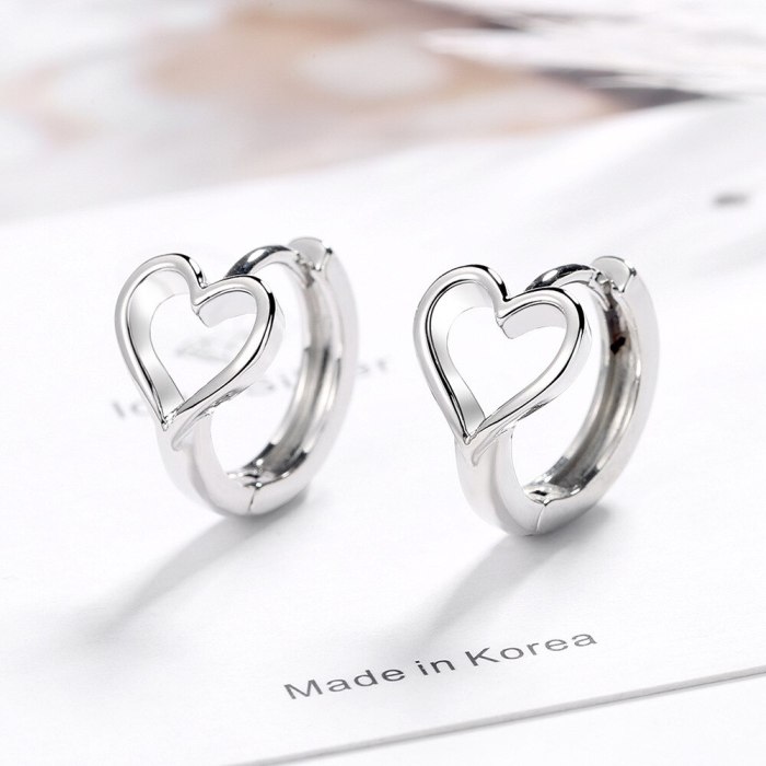 Ear Stud Women's Korean-Style Fashion Temperament Sweet Lovely Ear Clip Heart-Shaped Small Ear Ring Ear Rings Female XZE541