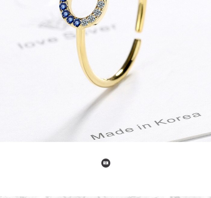 Ins Wind Ring Female Fashion Cool Net Red Blue Zircon Open Index Finger Ring Female Simple Temperament XZR322