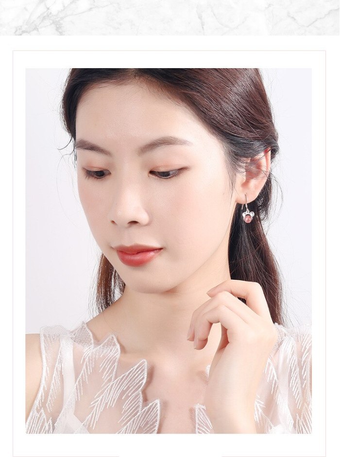 Mouse Strawberry Crystal Earrings Female Sweet Fresh Cute Girl's Ear Pendant Fairy Immortal XZE510