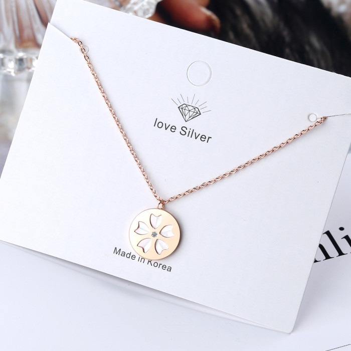 Shengfang Cherry Blossom Necklace Mother Shell Heart-Shaped Cherry Blossom Pendant Short Clavicle Chain XZR508