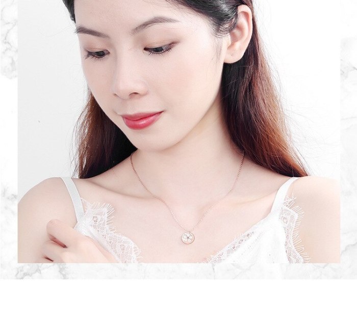 Shengfang Cherry Blossom Necklace Mother Shell Heart-Shaped Cherry Blossom Pendant Short Clavicle Chain XZR508