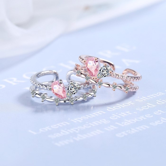 Net Red Heart-Shaped Index Finger Ring Female Fashion Zirconium Diamond Korean-Style Open Normcore Ins Fashion XZR317