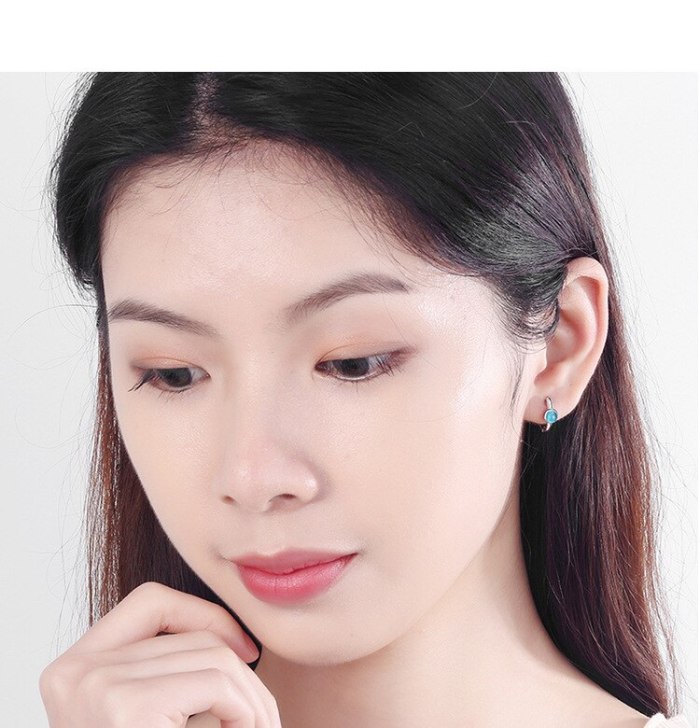 Ear Clip Korean Style Hipster Blue Rounded Blue Ear Clip Elegant Artistic Small Ear Ring Ear Rings XZE537