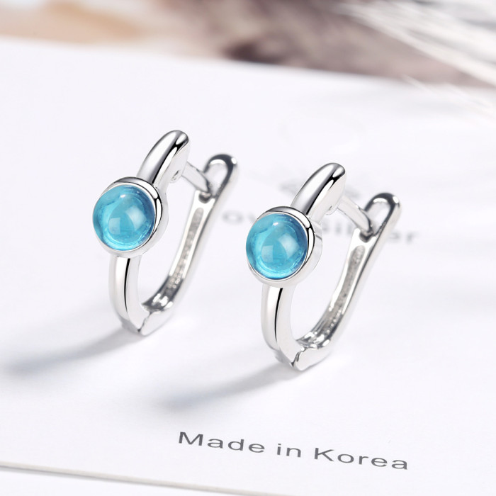 Ear Clip Korean Style Hipster Blue Rounded Blue Ear Clip Elegant Artistic Small Ear Ring Ear Rings XZE537