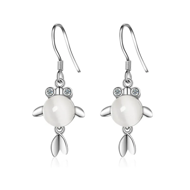 Earrings Women's Japanese And South Korean Style Fashion Diamond-Set Opal Ear Hook Elegant Earringsxzr539