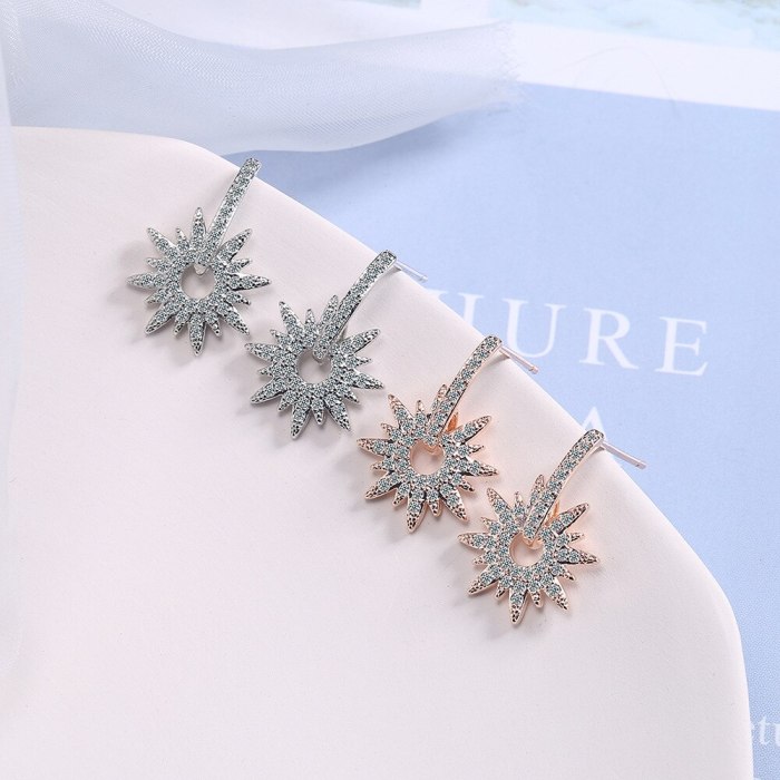 Sun Ear Stud Women's Zirconium Diamond Small Ear Stud Korean Fashion Temperament Cool French Net Red ED870