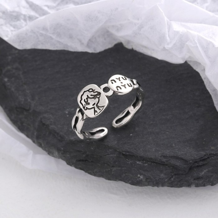 Korean-Style Cute Creative Boy Engraved Ring Elegant Vintage Lettered Ring Xzr310