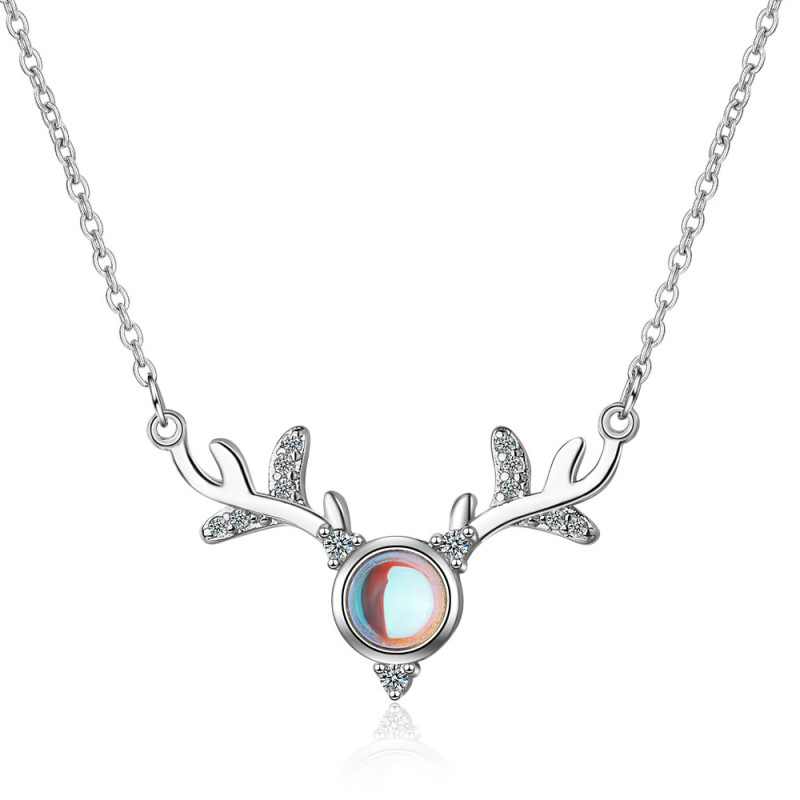 Yilu You Necklace Female Artificial Moonstone Antler Net Red Hipster Ornament Short Hipster Clavicle Chain Xzn391