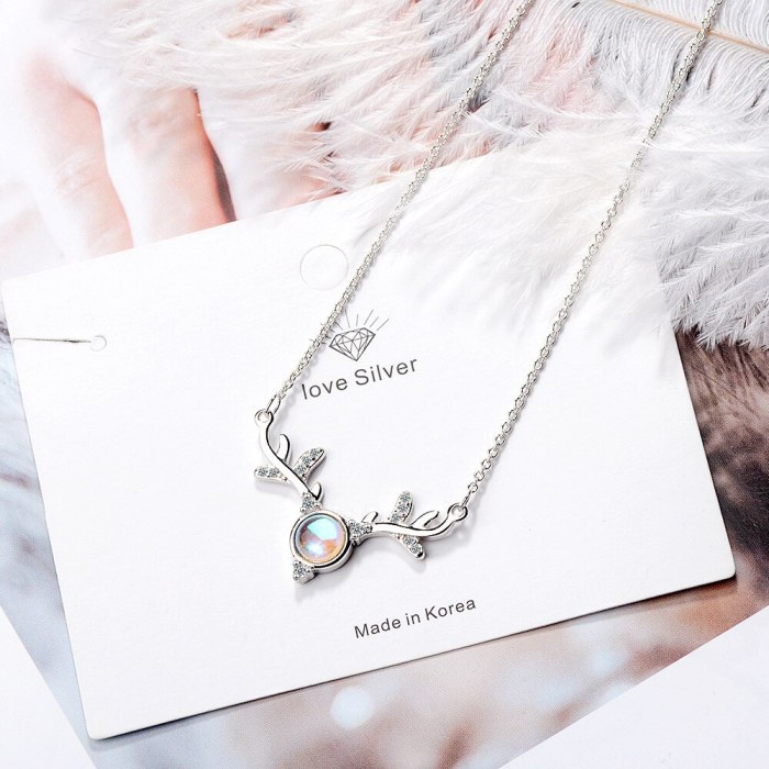 Yilu You Necklace Female Artificial Moonstone Antler Net Red Hipster Ornament Short Hipster Clavicle Chain Xzn391