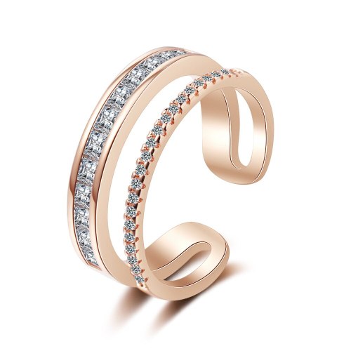 Double-Layer Ring Women's Korean-Style Hipster Simple Zirconium Diamond Adjustable Girl's Heart Jewelry Xzr319