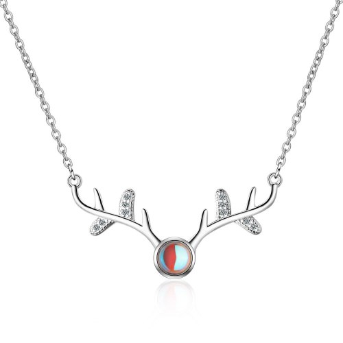 Artificial Moonstone Deer Has You Necklace Female Net Red Hipster Ornament Short Hipster Diamond Set Elk Clavicle Chain Xzn399