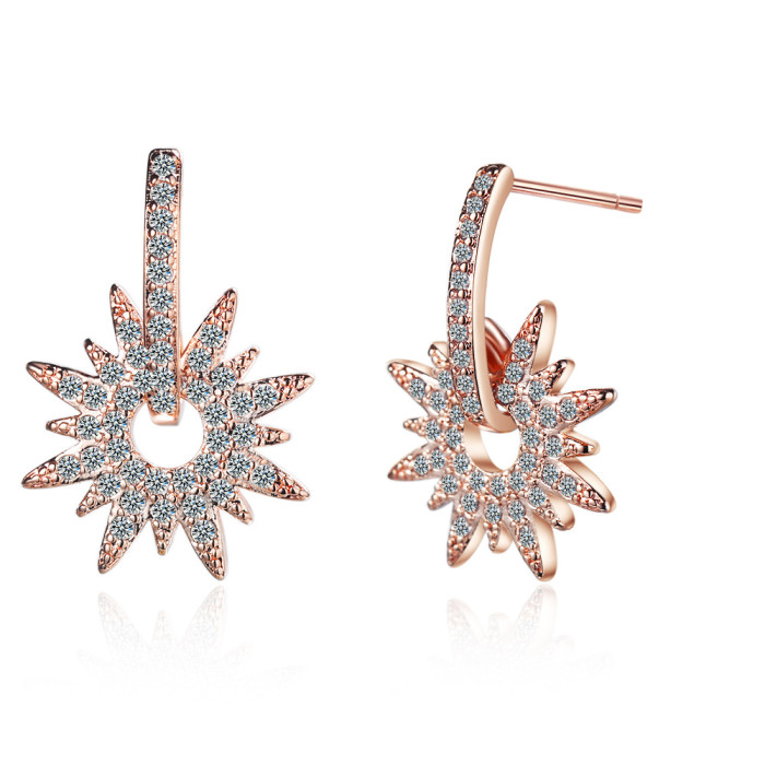 Sun Ear Stud Women's Zirconium Small Ear Stud Korean Fashion Temperament Cool French Net Red ED870