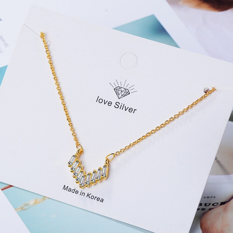 Heart Decoration Geometric Zircon Necklace Female Korean-Style Simple Temperament Student Hipster Short Clavicle Chain Xzn349