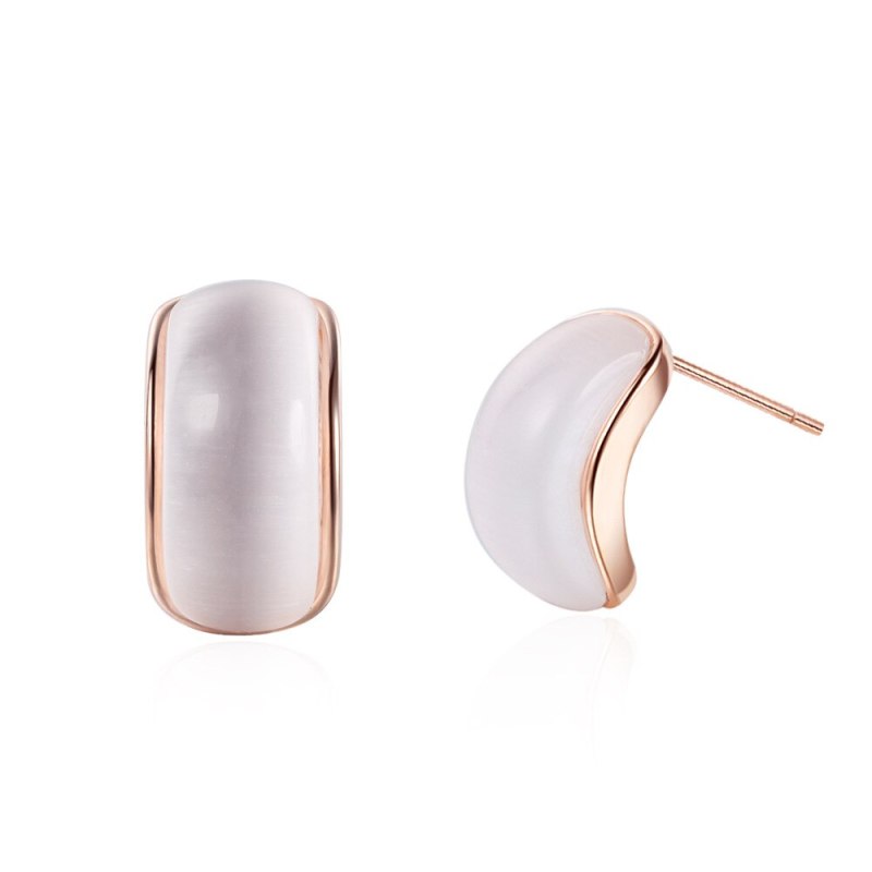 South Korea Dongdaemun Simple Semicircular Curved Ear Stud Female French Normcore Style Simple Opal Earrings Ed881