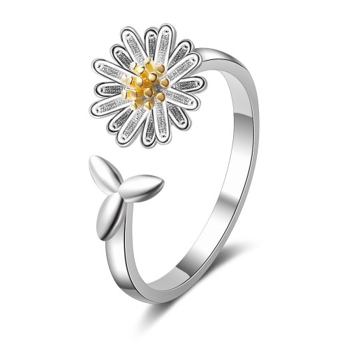 Daisy Open Ring Female Simple Student Fresh Mori Leaves Girl's Ring Ins Immortal 327