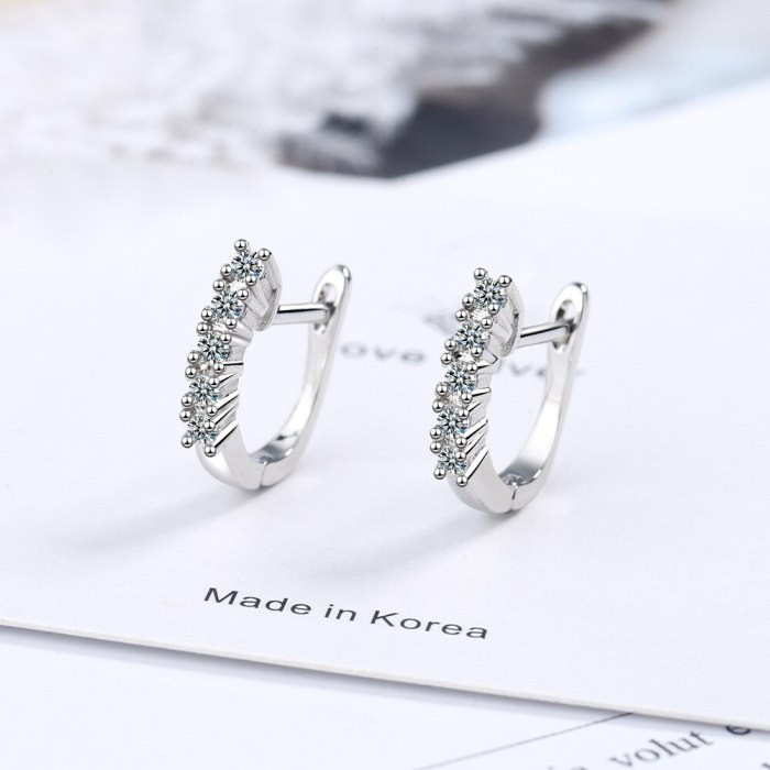 Ear Stud Women's Korean-Style Fashion Ear Clip Simple Cool Diamond Set Small Earrings Earringss Xze549