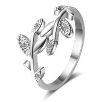 Ring Women's Korean-Style Elegant Hipster Open Diamond Set Rattan Leaf Ring Ring Xzr326