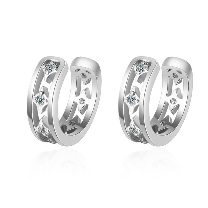 Clip-on Earrings Female Japanese And South Korean Style Simple Hipster Ring Diamond Pierceless Earringss Xze550