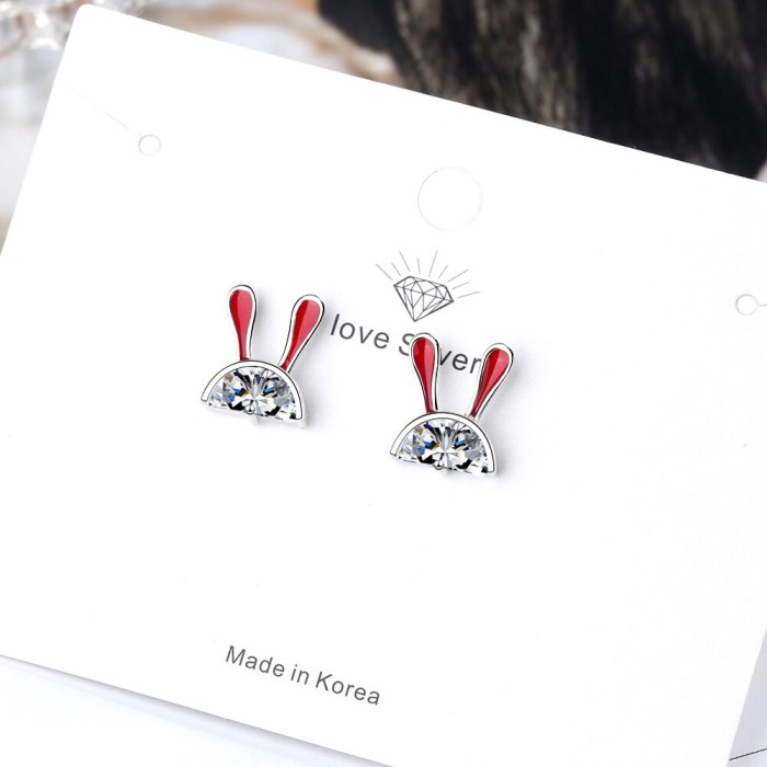 Ear Stud Women's Korean-Style Sweet Little Bunny Ear Stud Elegant Curved Moon Earringss Ed878