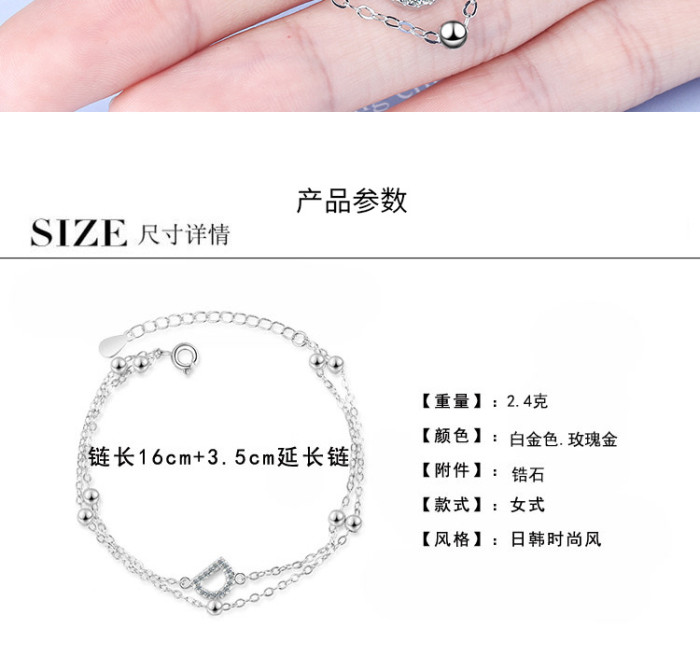 Bracelet Women's Korean-Style Fashion Small And Large D Diamond Set Bracelet Double-Layer Elegant Hand Jewelry SL170