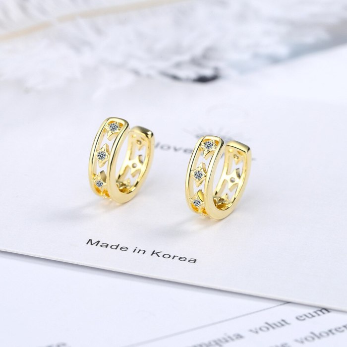 Clip-on Earrings Female Japanese And South Korean Style Simple Hipster Ring Diamond Pierceless Earringss Xze550