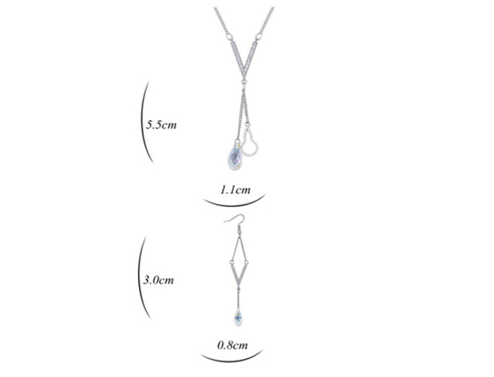 V word crystal drop jewelry set s25917