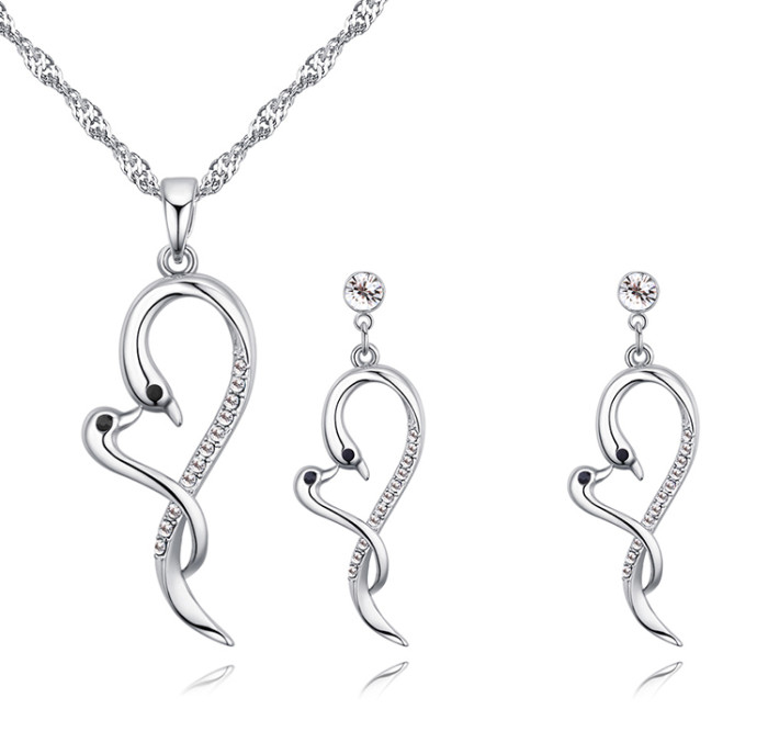 swan heart jewelry set 26747