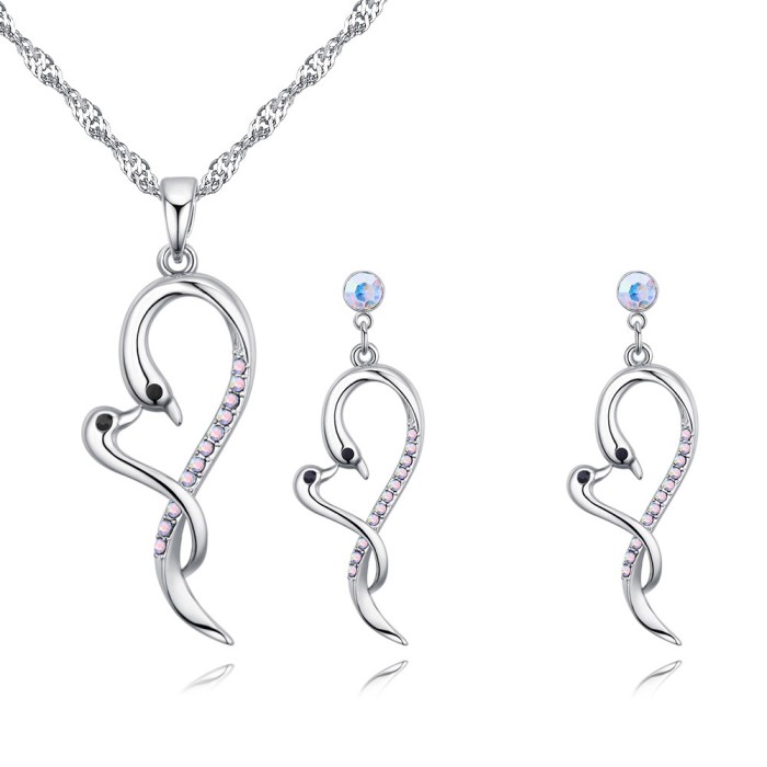 swan heart jewelry set 26747