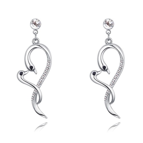 swan heart long earring 26750