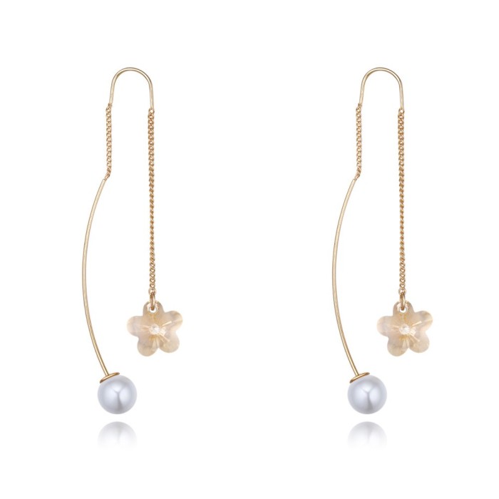 flower pearl long earring