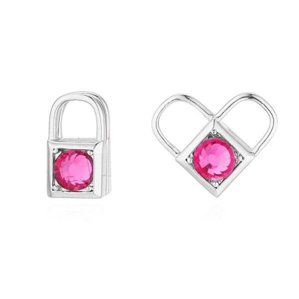 Heart lock asymmetric earrings 30689