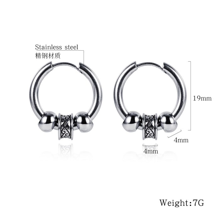 European and American New Earrings Ear Stud Cool Stainless Steel Hip Hop for Both Men and Women Ear Stud Factory Direct Gb589