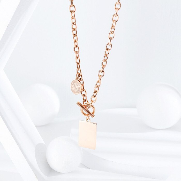Necklace Stainless Steel Female OT Clip Jewelry Can Carve Writing Pendant Hip Hop Fashion Geometric Square Round Necklace Gb1634