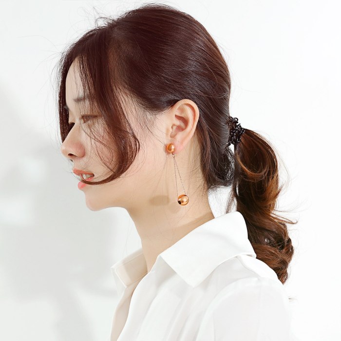 Japanese and Korean Style Pearl Earrings Sweet Cool Stainless Steel Earrings Simple Exquisite Tassel Jewelry Wholesale Gb572