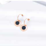 Cross-Border Women's Simple and Exquisite round Ring Earrings Titanium Steel Rose Gold Ear Stud Gb577