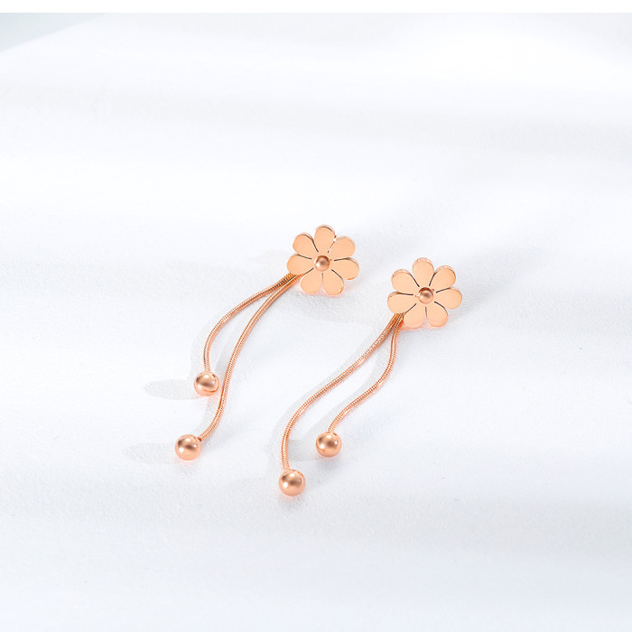 Earrings South Korea Mori Girl Line Flower Tassel Ear Stud Ear Pendant Women's All-match Long Ear Stud Popular Ornament Gb569
