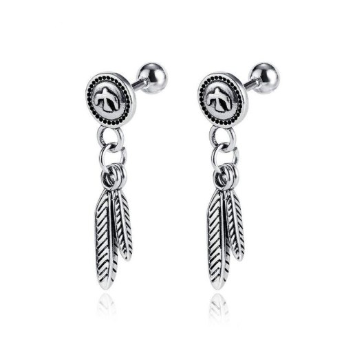 European and American Classic Popular Stainless Steel Leaf  Dangle Earrings All-match Peace Pigeon Men and Women Earrings Gb587
