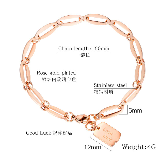 Summer Bracelet Jewelry Wholesale Korean Fashion Titanium Steel Rose Gold Bracelet Female God Lucy Bracelet Gb1067