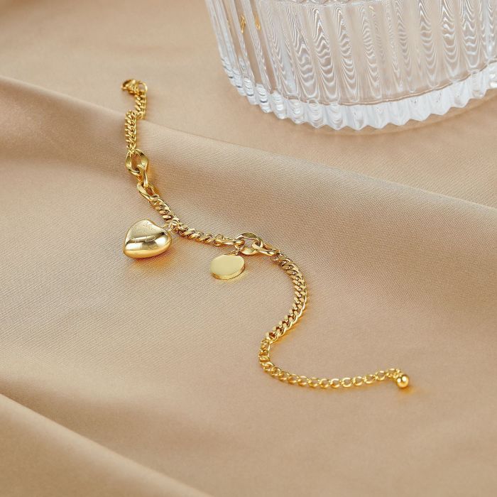 European Fashion Jewelry Wholesale Simple Lovely Titanium Steel Bracelet Female Rose Gold Charm Bracelet Gb1066