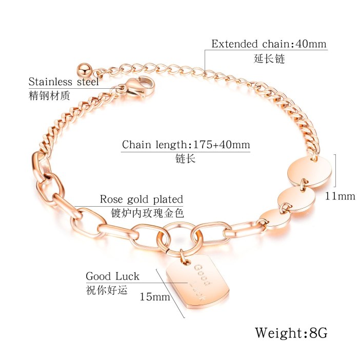 Korean Hot Jewelry Creative Cool Ins Bracelet Female Titanium Steel Round Bracelet Tennis Bracelet  gb1057