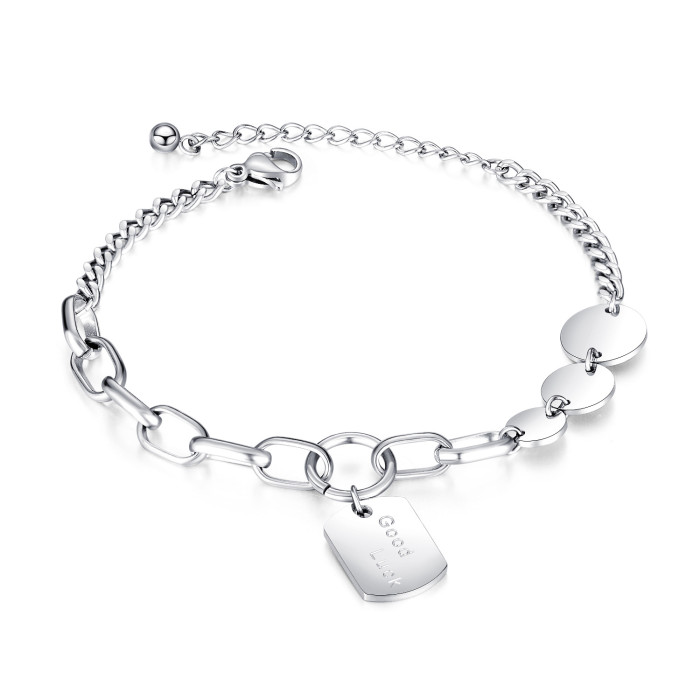 Korean Hot Jewelry Creative Cool Ins Bracelet Female Titanium Steel Round Bracelet Tennis Bracelet  gb1057