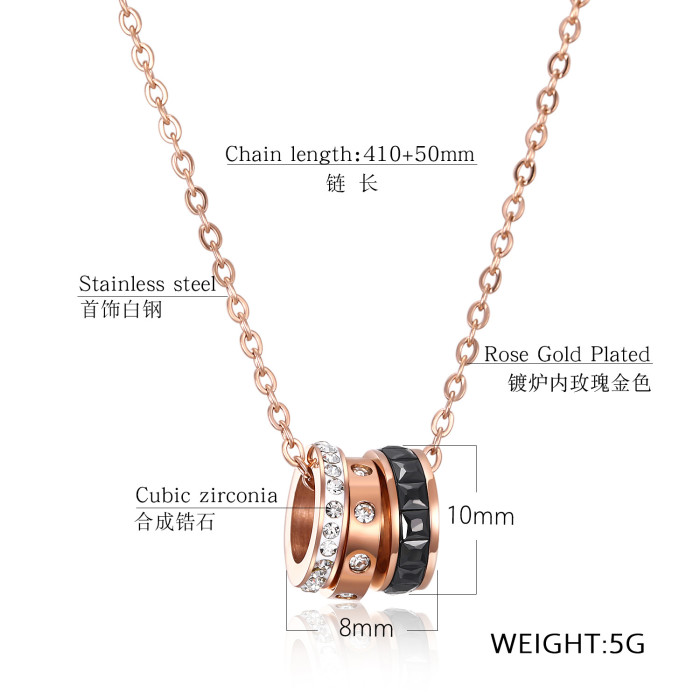 Rose Gold Plated Chain Titanium Steel Women's Elegant Necklace Simple Student Accessories Pendant Necklaces Gb1462