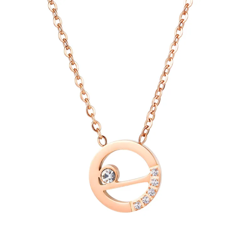 Factory Direct Korean New Simple Clavicle Chain Fashion Trendy Titanium Steel Diamond Set Pendant Necklace Female Gb1667