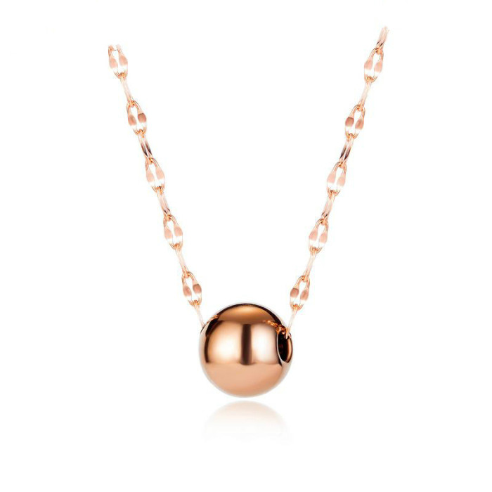 Luck Ball Pendant Necklace Female Stainless Steel Water Corrugated Chain Clavicle Chain Accessories Wholesale Gb1664