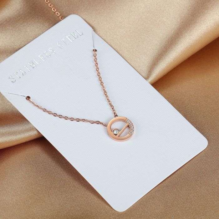 Factory Direct Korean New Simple Clavicle Chain Fashion Trendy Titanium Steel Diamond Set Pendant Necklace Female Gb1667