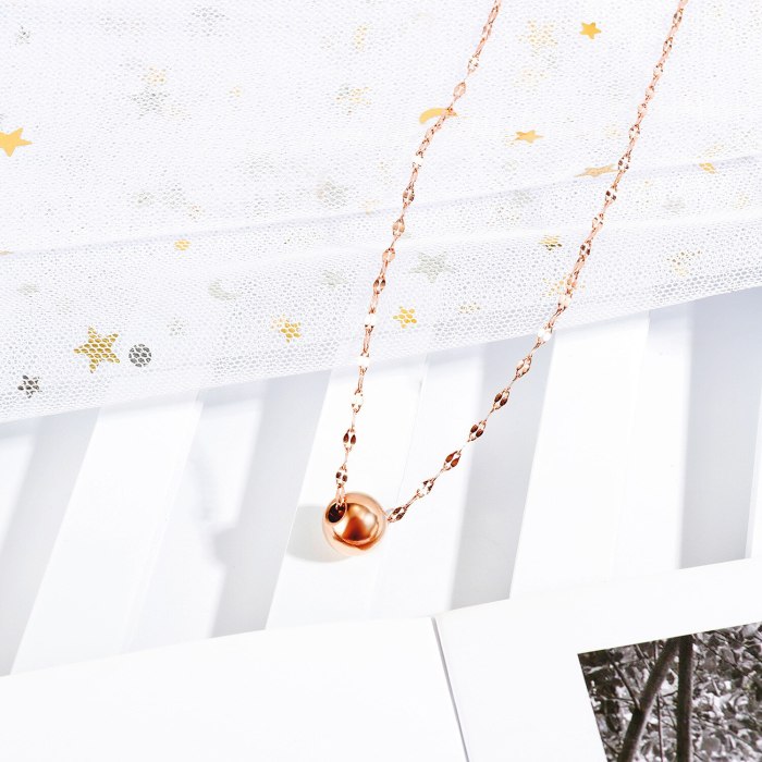 Luck Ball Pendant Necklace Female Stainless Steel Water Corrugated Chain Clavicle Chain Accessories Wholesale Gb1664