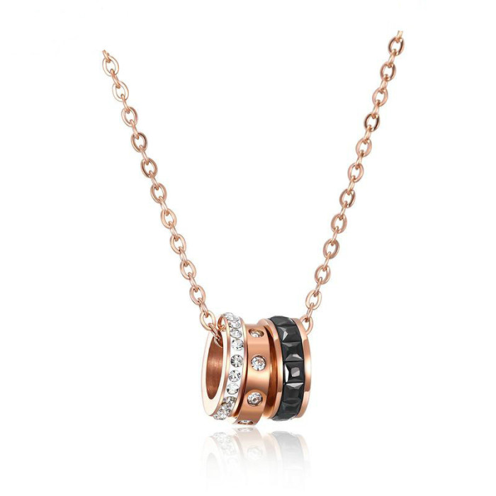 Rose Gold Plated Chain Titanium Steel Women's Elegant Necklace Simple Student Accessories Pendant Necklaces Gb1462
